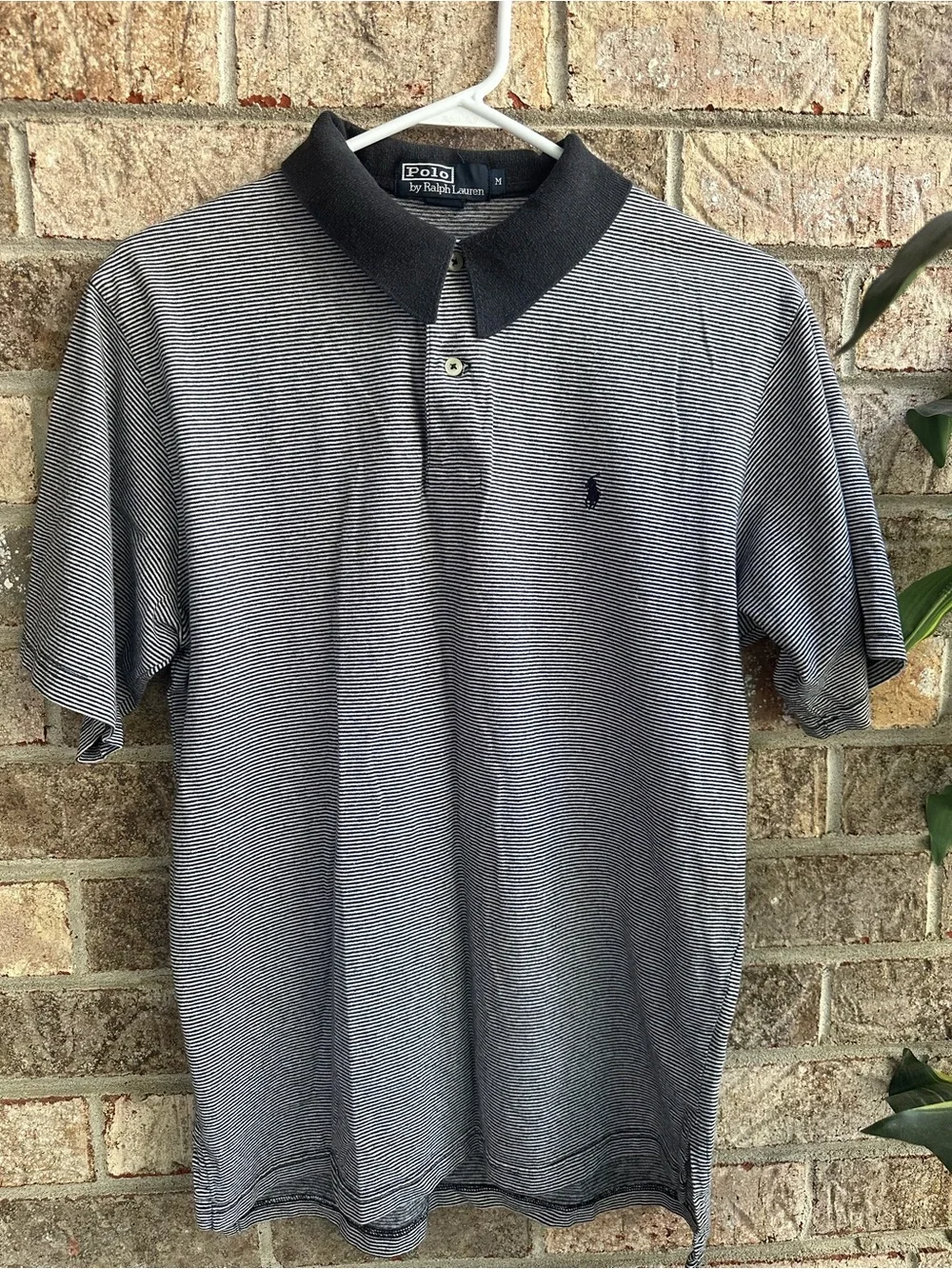 Ralph Lauren Men’s Black & White Micro-Striped Polo